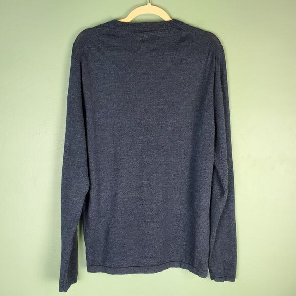 01.ALGO Men's Blue Merino Wool Crewneck Sweater Size XL - Picture 2 of 6